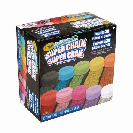 Crayola Super Chalk, 1 in. x 2.8 in. Diameter, 10 Assorted Colors, 10PK 518303